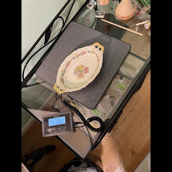 Black Knight Vintage 1930s Adelphia Floral Oval Serving Plate Pierced Handles - Picture 7 of 7